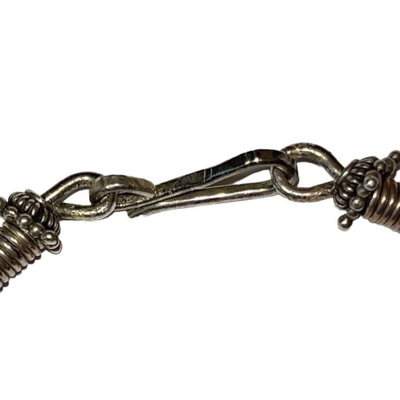 Silver Spring Coil Primitive 925 Spacer Bead Bracelet 23g S Hook Clasp - Picture 5 of 7